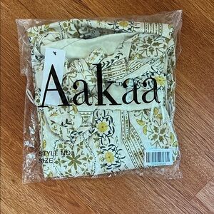 Aakaa Floral Yellow and Cream Dress